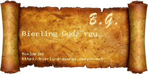 Bierling György névjegykártya